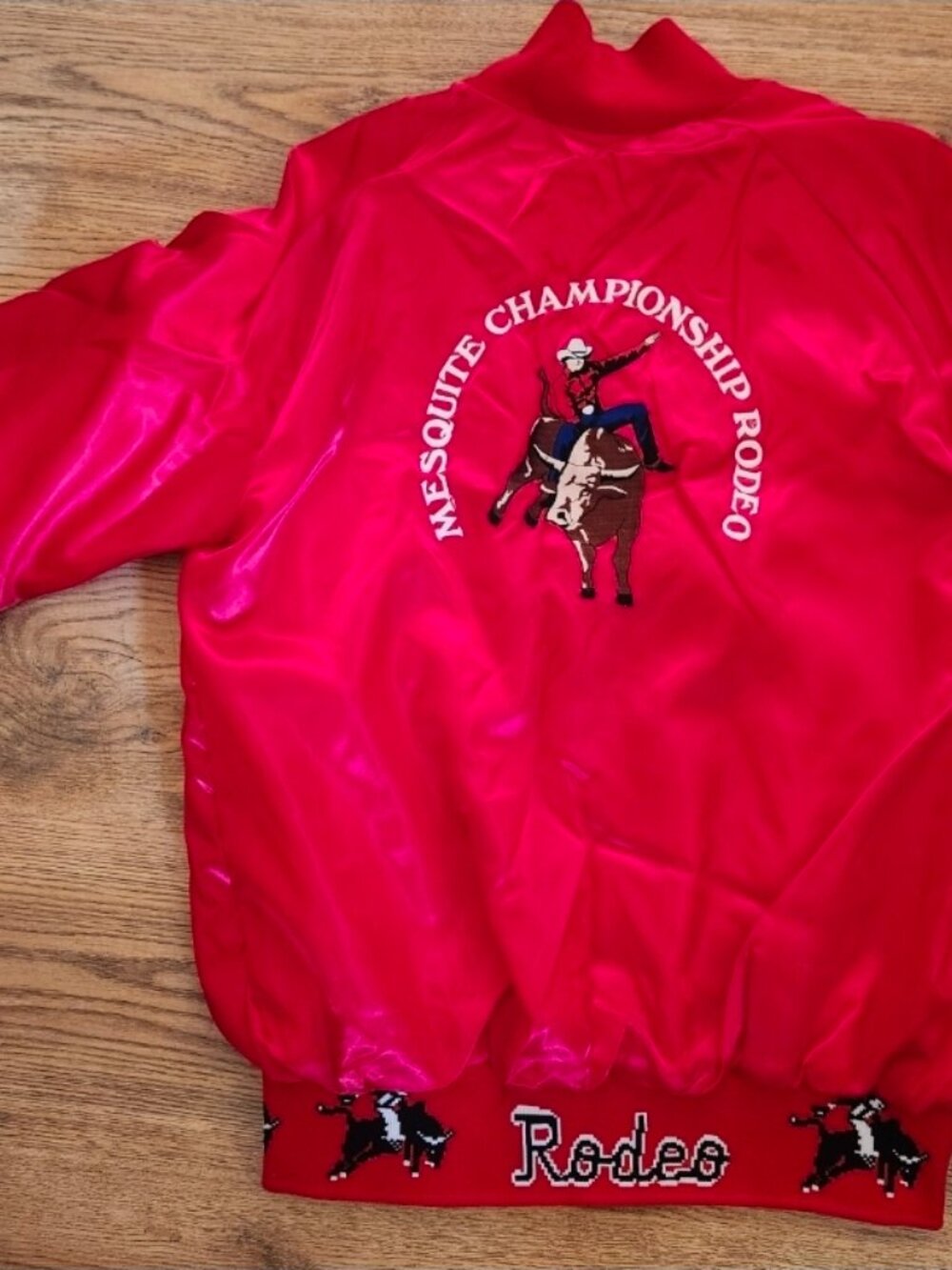 Vintage 80s Mesquite Rodeo Satin Bomber Jacket - Picture 8 of 9